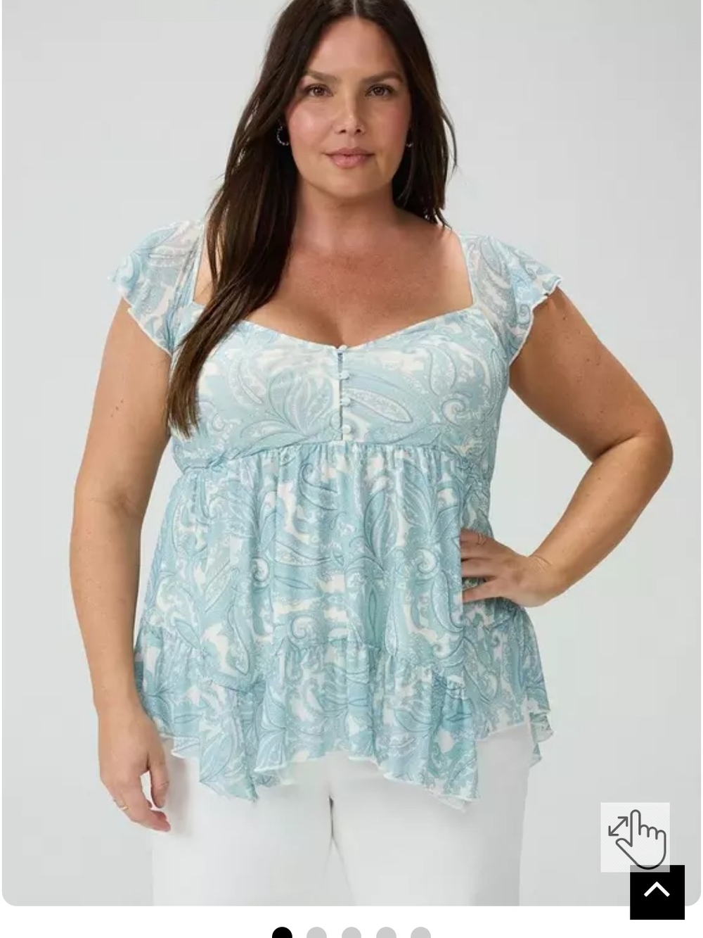 torrid Light Blue Paisley Square Neck Babydoll Top